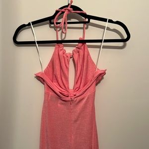 Pink fitted midi dress